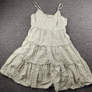 Sim & Sam Anthropologie Mini Dress Tiered Green Lined Strappy Sz Small